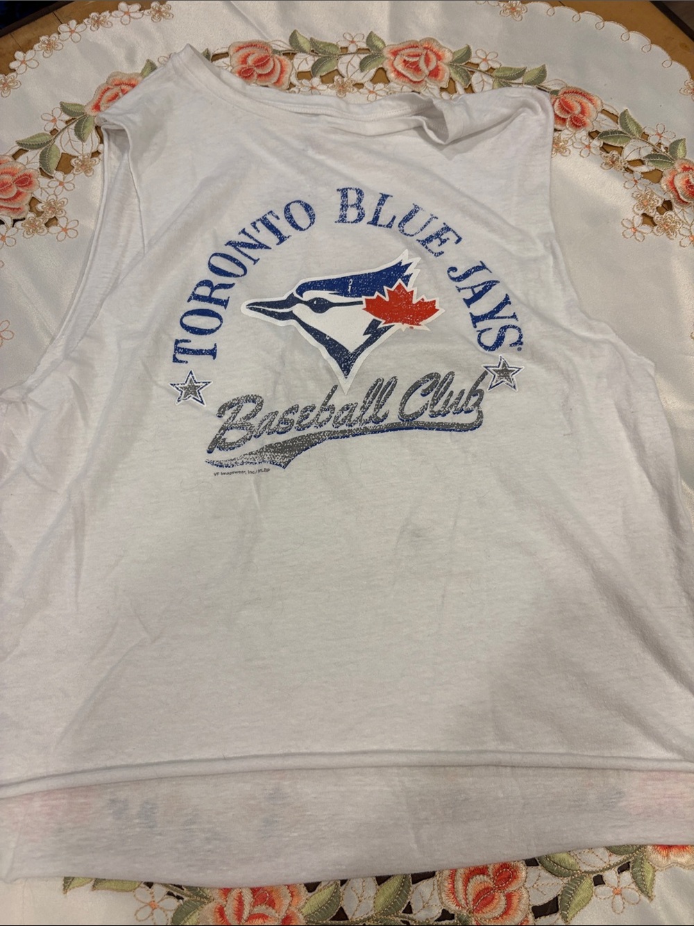 White Sleeveless Baseball Club Tank